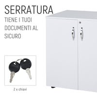 Armadietto da Ufficio Multiuso 2 Ante con Serratura 80x40x80 cm in Legno Truciolato Bianco