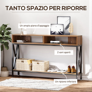 Tavolo Consolle per Ingresso 3 Ripiani 120x23,5x75 cm Grigio e Nero