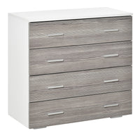 Cassettiera 4 Cassetti con Maniglie in Alluminio e Struttura in Legno 76x35x72 cm Bianco Grigio