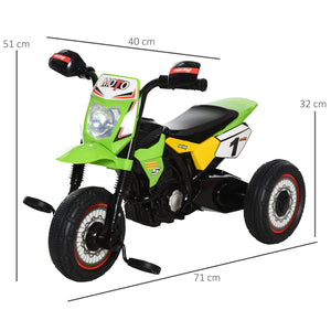 Triciclo a Pedali per Bambini a Forma di Moto Verde