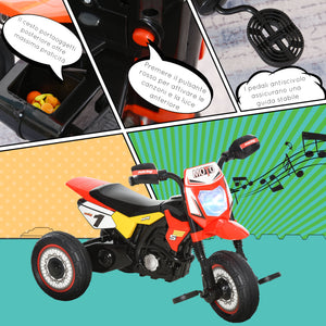 Triciclo a Pedali per Bambini a Forma di Moto Rosso