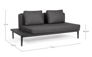 Divano 2 Posti 174x99x73h cm Lounge Matrix Antracite