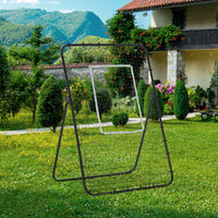 Rete Rimbalzo da Calcio 123x73x178,5 cm con Bersaglio in Metallo Nero