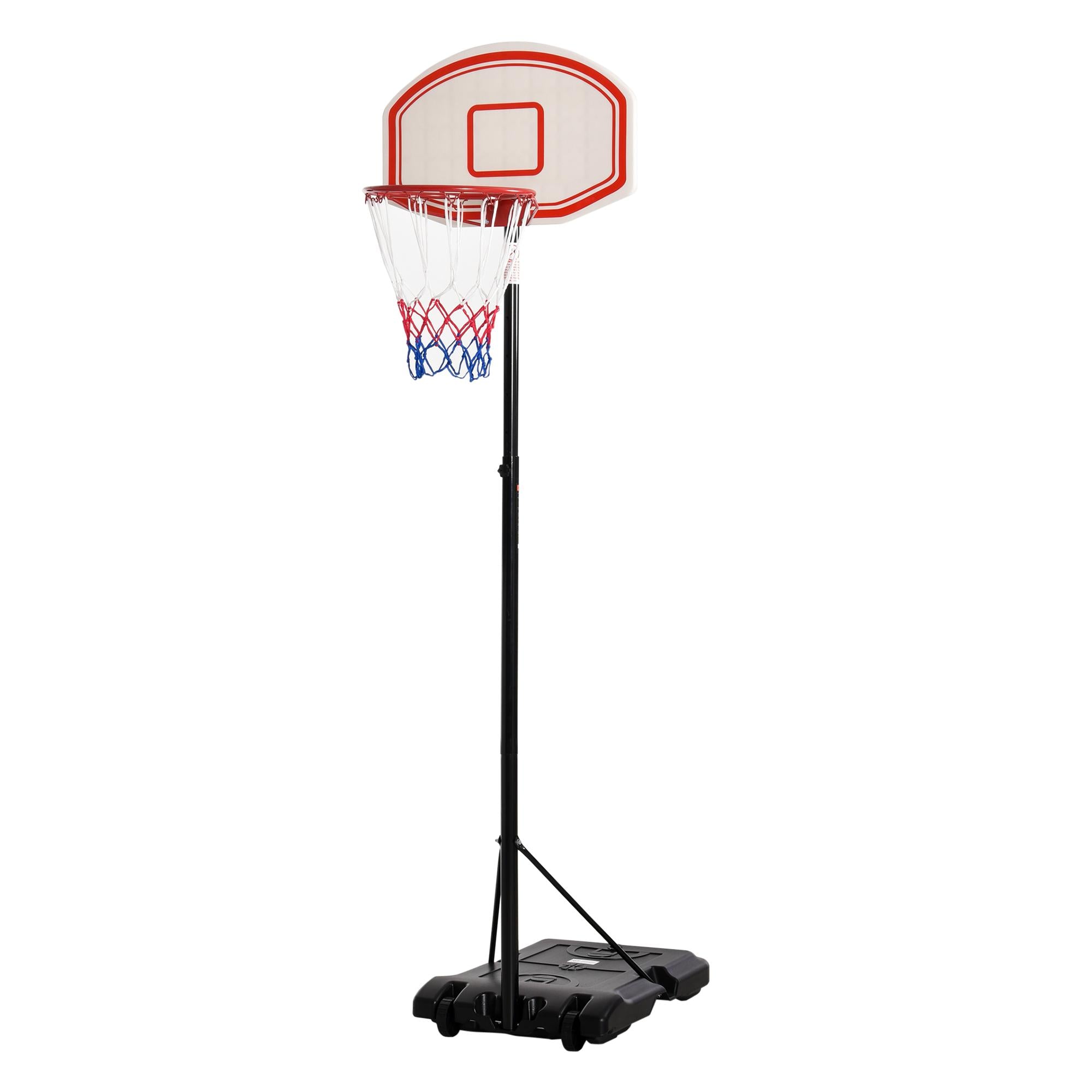 Canestro da Basket da Esterno Altezza Regolabile 175-215 cm in Metallo con Ruote Nero