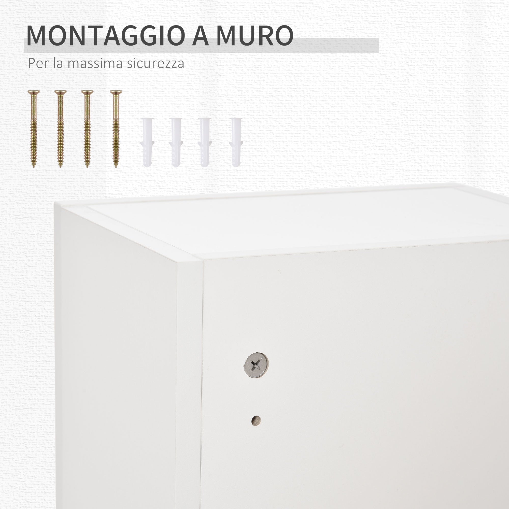 Armadietto per Medicinali 30x20x70 cm con Serratura in Legno e Vetro Bianco