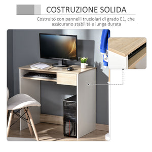 Scrivania da Ufficio 80x45x75 cm in Truciolare Bianco Rovere