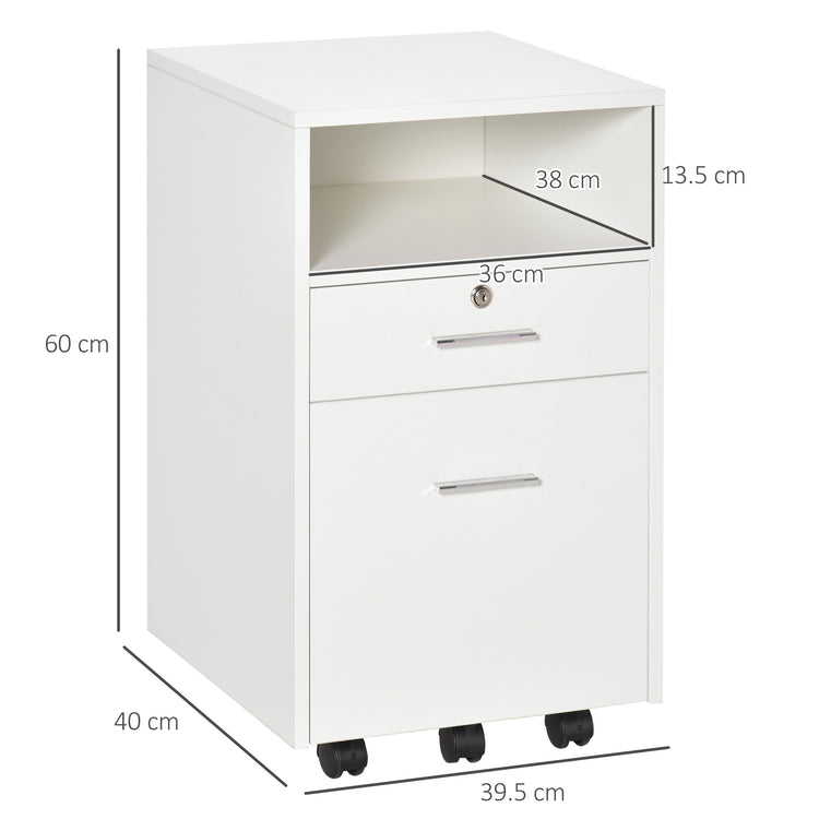 Cassettiera per Scrivania da Ufficio 39,5x40x60 cm in Truciolare Bianco