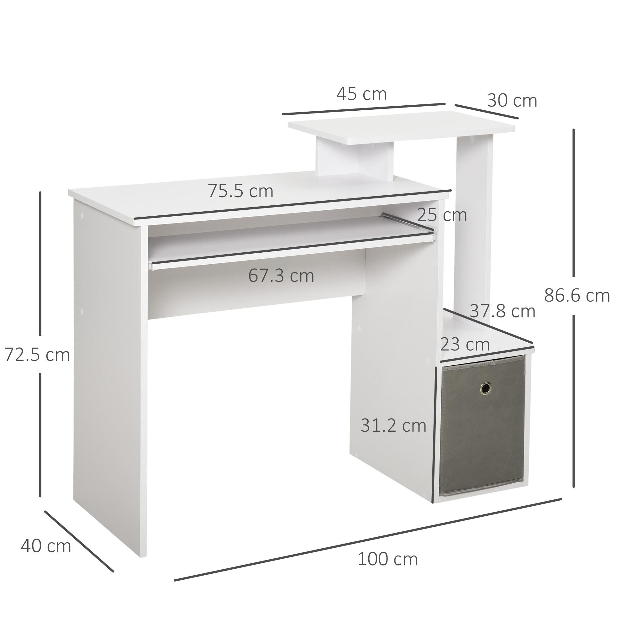 Scrivania da Ufficio 100x40x86,6 cm in Truciolare Bianco