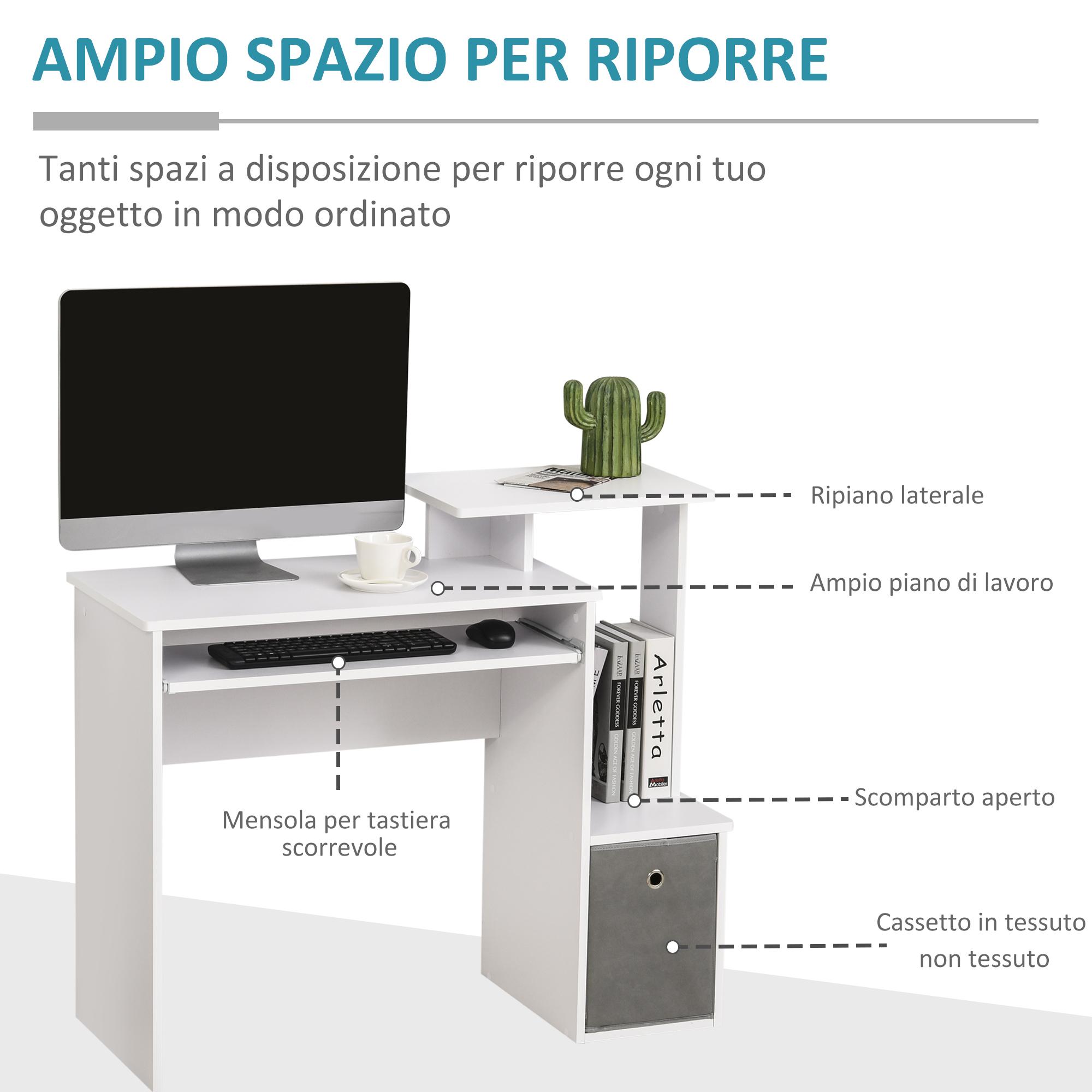 Scrivania da Ufficio 100x40x86,6 cm in Truciolare Bianco