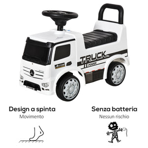 Auto Macchina Cavalcabile per Bambini con Licenza Mercedes Truck Power Bianca