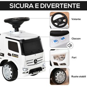 Auto Macchina Cavalcabile per Bambini con Licenza Mercedes Truck Power Bianca