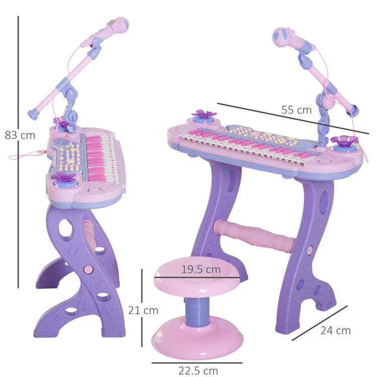 Pianola 37 Tasti con Sgabello e Microfono Karaoke Mp3 e Registratore Rosa