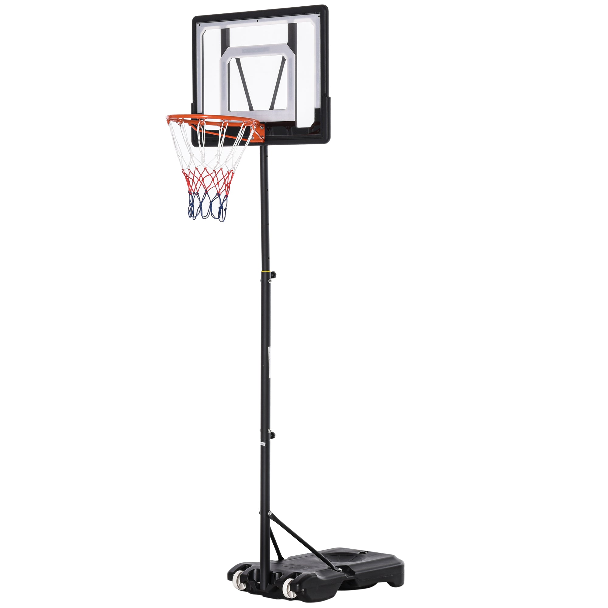 Canestro da Basket da Esterno Altezza Regolabile 160-210 cm in Acciaio con Ruote Nero