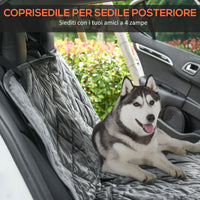 Coprisedile Posteriore Auto per Cani 160x145 cm in Tessuto Effetto Velluto Grigio