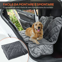 Coprisedile Posteriore Auto per Cani 160x145 cm in Tessuto Effetto Velluto Grigio