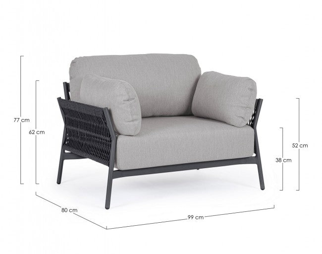 Poltrona 99x80x77h cm con Cuscini Pardis Antracite/Graphite