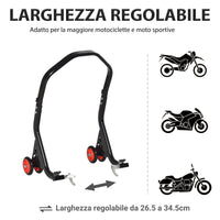 Cavalletto Alzamoto Posteriore Universale per Moto Sportive max 200Kg Nero