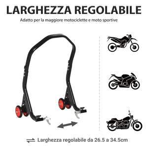 Cavalletto Alzamoto Posteriore Universale per Moto Sportive max 200Kg Nero