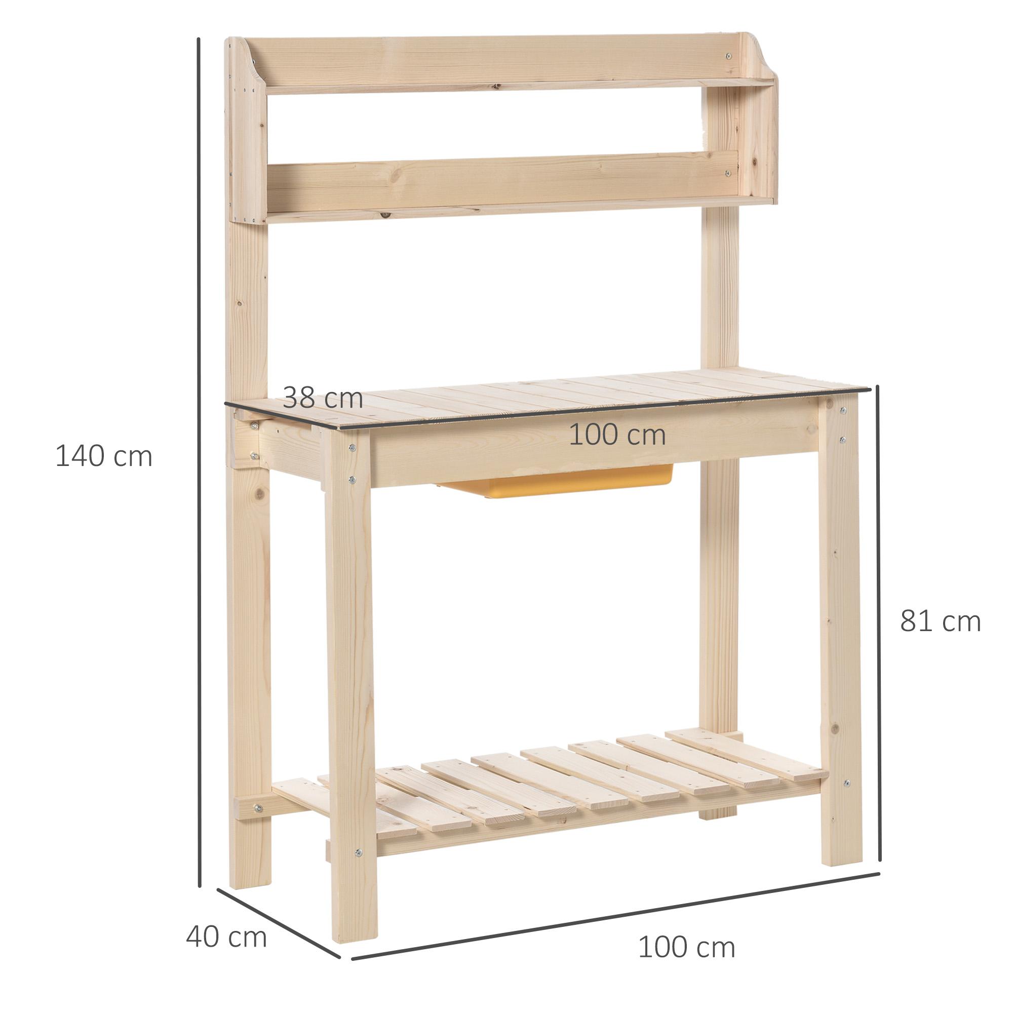 Banco da Lavoro per Giardinaggio 100x40x140 cm in Legno Naturale