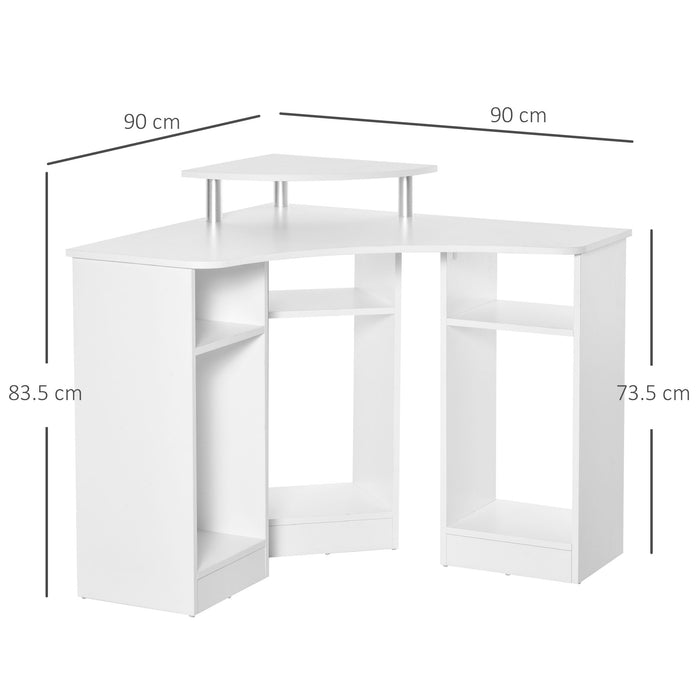 Scrivania Angolare da Ufficio 90x90x83,5 cm in Legno Bianco