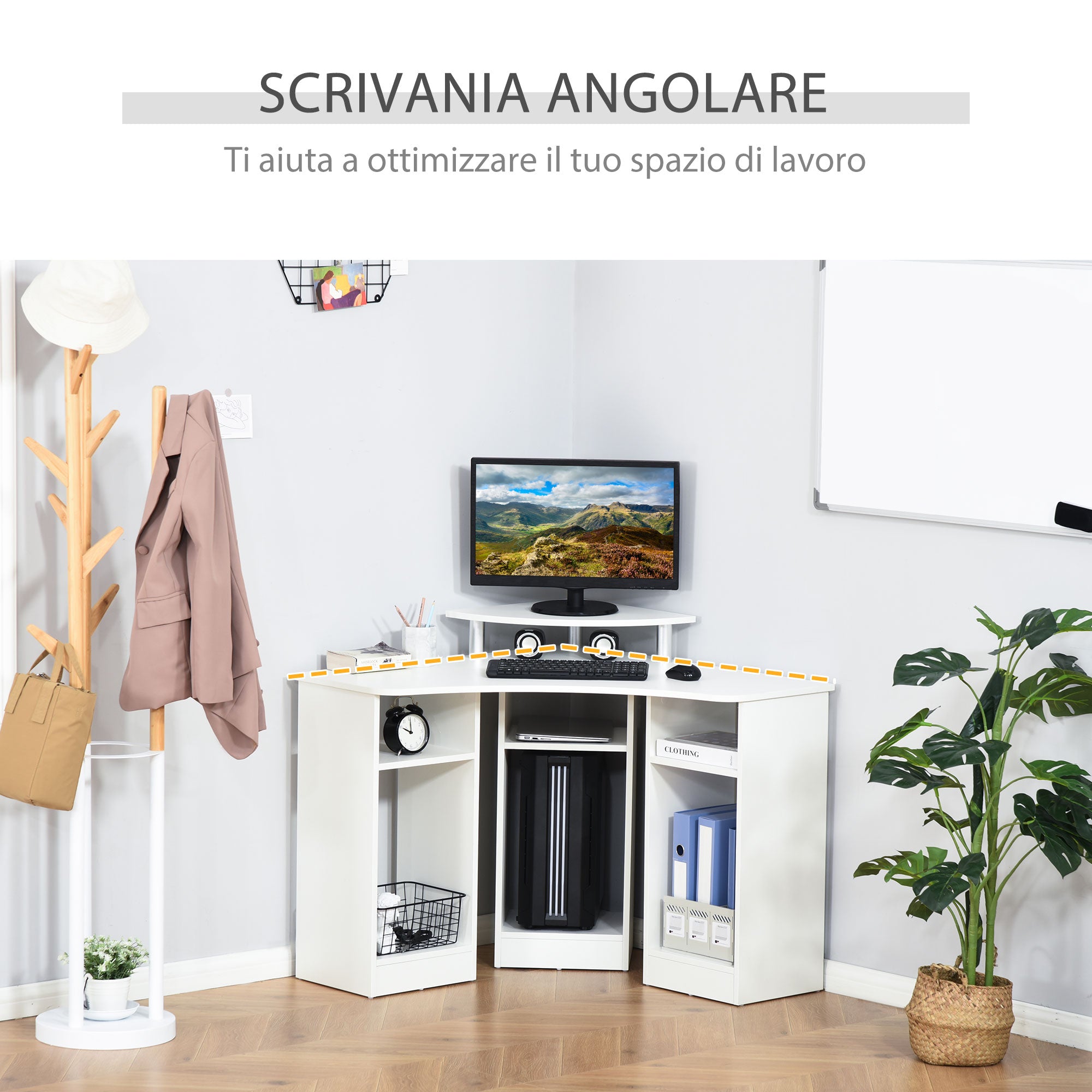 Scrivania Angolare da Ufficio 90x90x83,5 cm in Legno Bianco