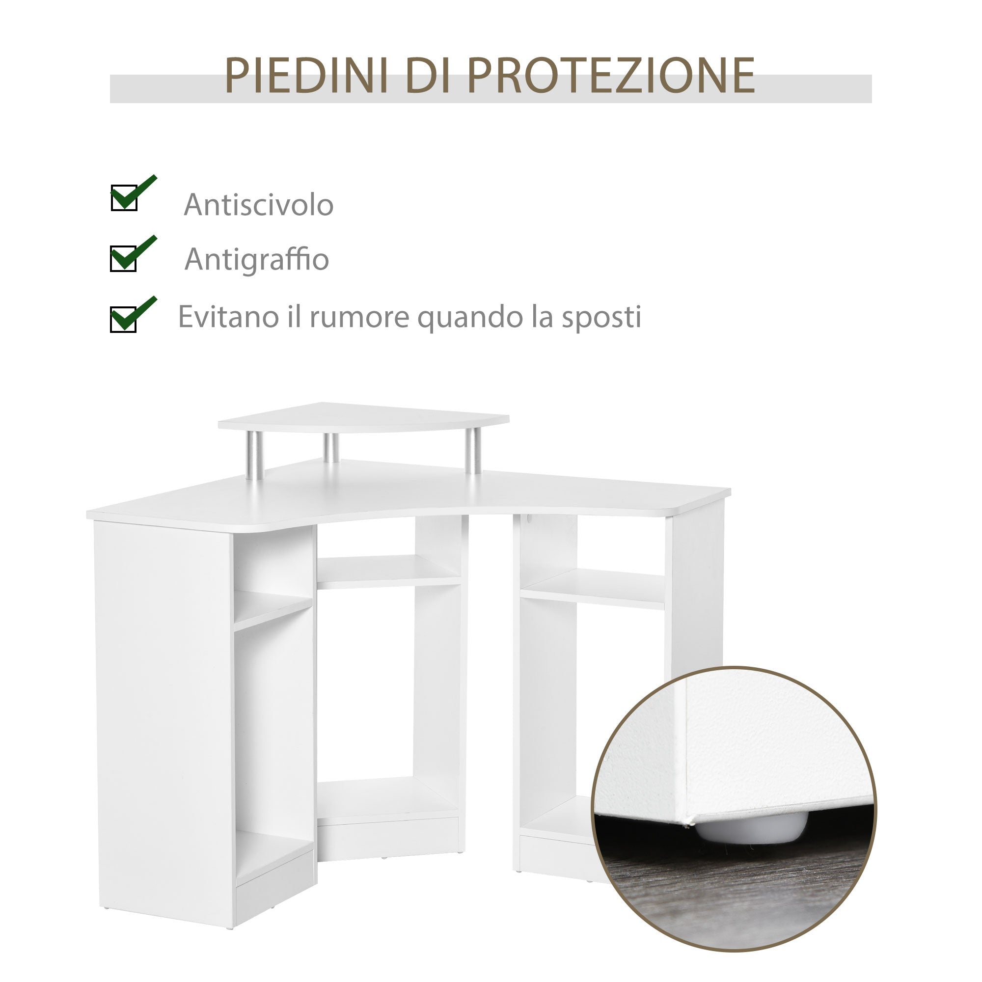 Scrivania Angolare da Ufficio 90x90x83,5 cm in Legno Bianco