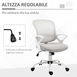 Sedia Poltrona Operativa da Ufficio 61x61x89-99 cm in Tessuto Grigio