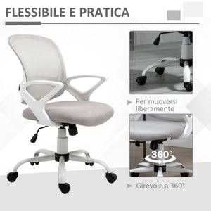 Sedia Poltrona Operativa da Ufficio 61x61x89-99 cm in Tessuto Grigio