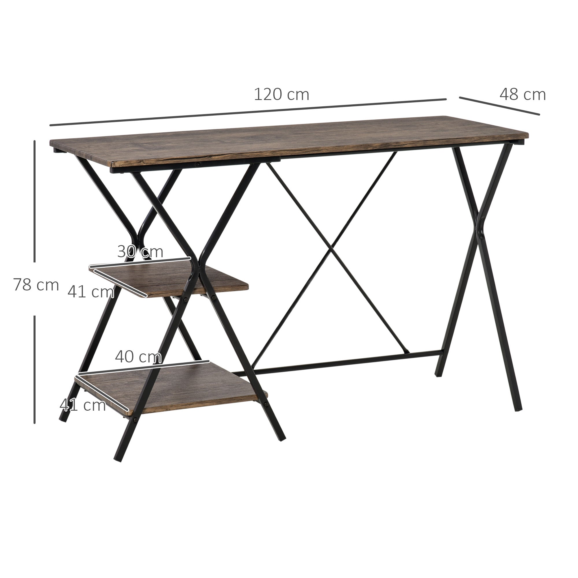 Scrivania da Ufficio 120x48x78 cm in Metallo e Truciolare Marrone