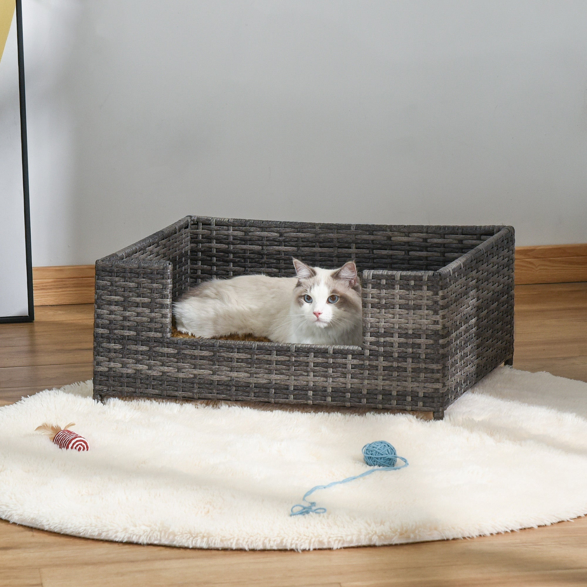 Cuccia per Cani e Gatti 61x46x27 cm con Cuscino Grigio