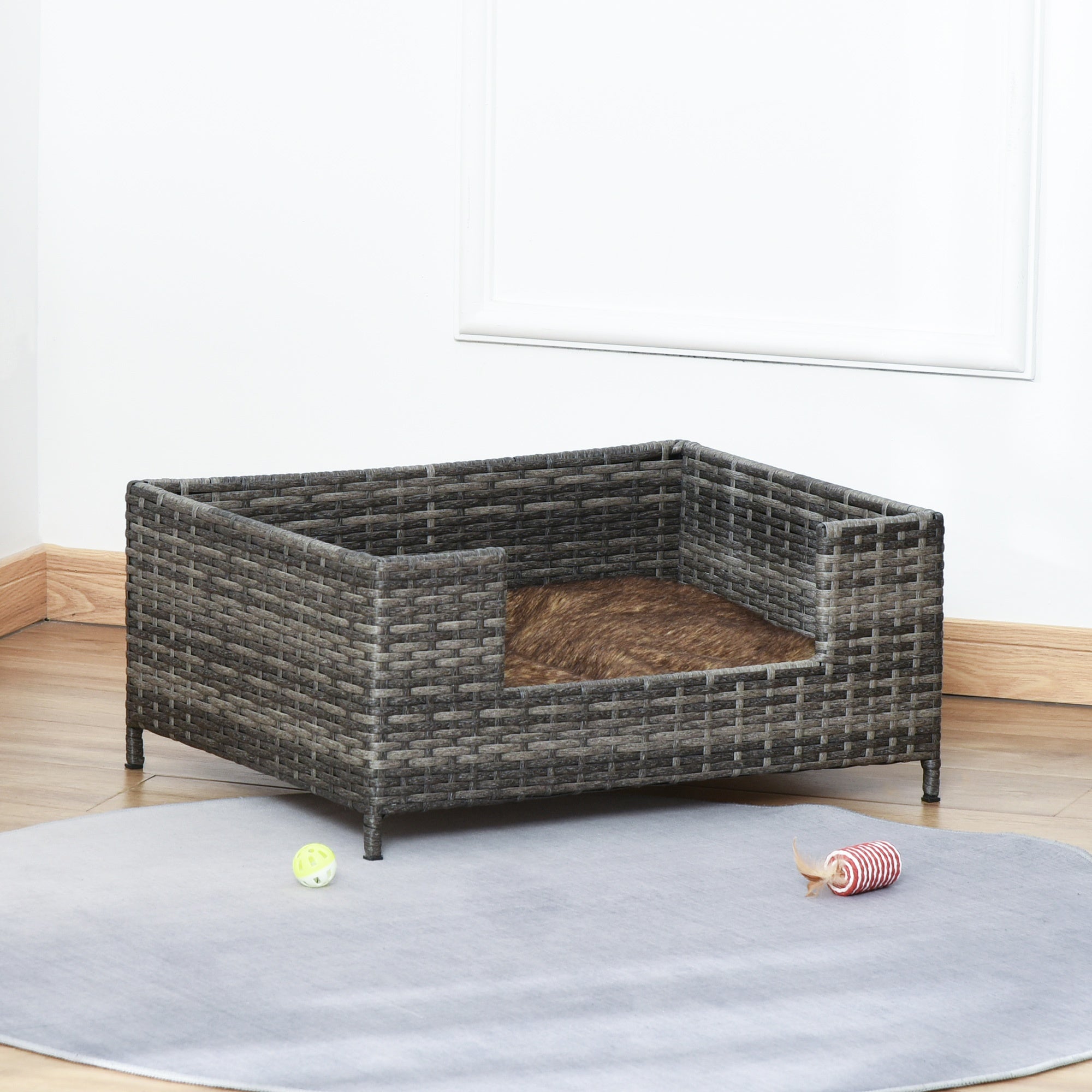 Cuccia per Cani e Gatti 61x46x27 cm con Cuscino Grigio