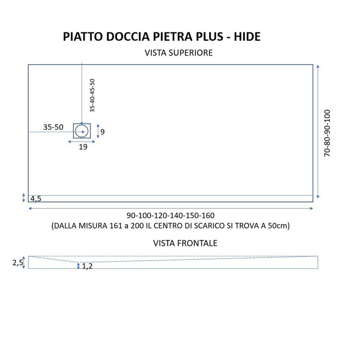 Piatto Doccia in Pietra 90x130 cm Bonussi Canton Marrone