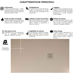 Piatto Doccia in Pietra 90x100 cm Bonussi Canton Crema