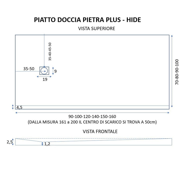 Piatto Doccia in Pietra 80x150 cm Bonussi Canton Crema