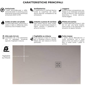 Piatto Doccia in Pietra 80x110 cm Bonussi Canton Grigio Chiaro