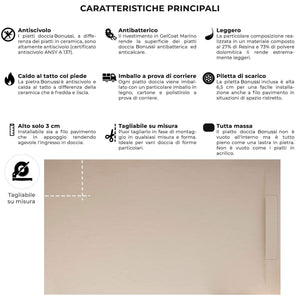 Piatto Doccia in Pietra 70x160 cm Bonussi Ardesia Calcutta Crema