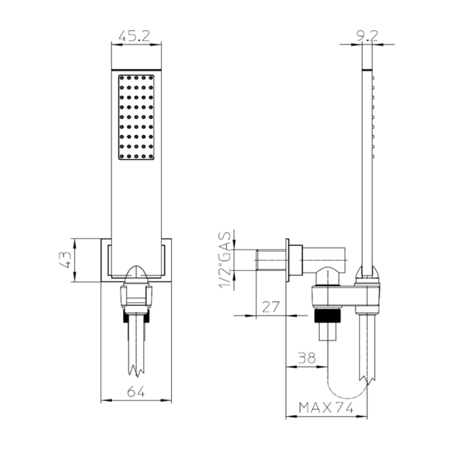 Soffione doccia cascata in acciaio Bossini Manhattan a due getti con kit duplex Flat