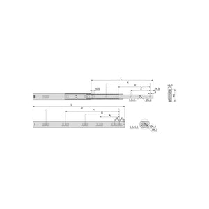 Guide a Sfera per Cassetti ad Estrazione Totale H45 mm L450 Zincato Bianco Acciaio Emuca