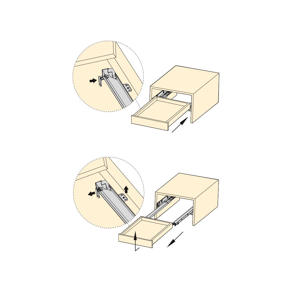 Guide a Scomparsa Silver per Cassetti ad Estrazione Totale P400 Zincato Bianco Acciaio Emuca