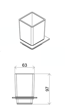 Porta Spazzolini Quadrato 6,3x6,3x10 cm in Vetro Bonussi