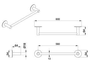 Portasciugamani da Parete 40 cm Ø14 mm Bonussi Cromato