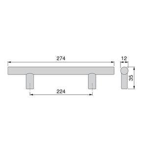 Maniglie per Mobile 12 mm Interasse 224 mm Acciaio Nichel Satinato 10 Pezzi Emuca