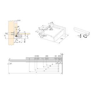 Guide a Scomparsa Silver per Cassetti ad Estrazione Totale P450 Zincato Bianco Acciaio Emuca