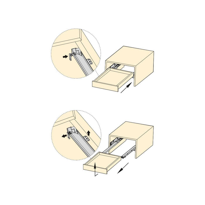 Guide a Scomparsa Silver per Cassetti ad Estrazione Totale P550 Zincato Bianco Acciaio Emuca