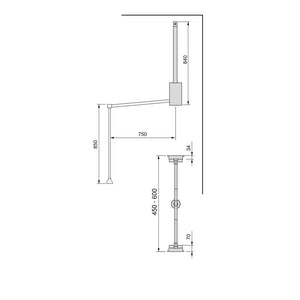 Appendiabiti per Armadio Hang H450 - 600 Verniciato Nero Acciaio e Tecnoplastica Emuca