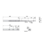 Kit Guide per Cassetti a Sfera 45 x 400 mm Estrazione Totale Chiusura Soft Zincato 5 Pezzi Emuca