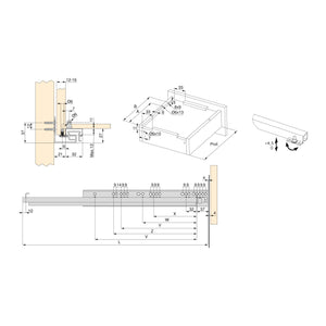 Guide a Scomparsa Silver per Cassetti ad Estrazione Totale P350 Zincato Bianco Acciaio Emuca