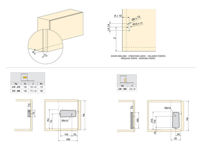 Meccanismo per Ante a Ribalta Microwinch Forza 4 Kg Plastica Grigia Acciaio e Tecnoplastica Emuca