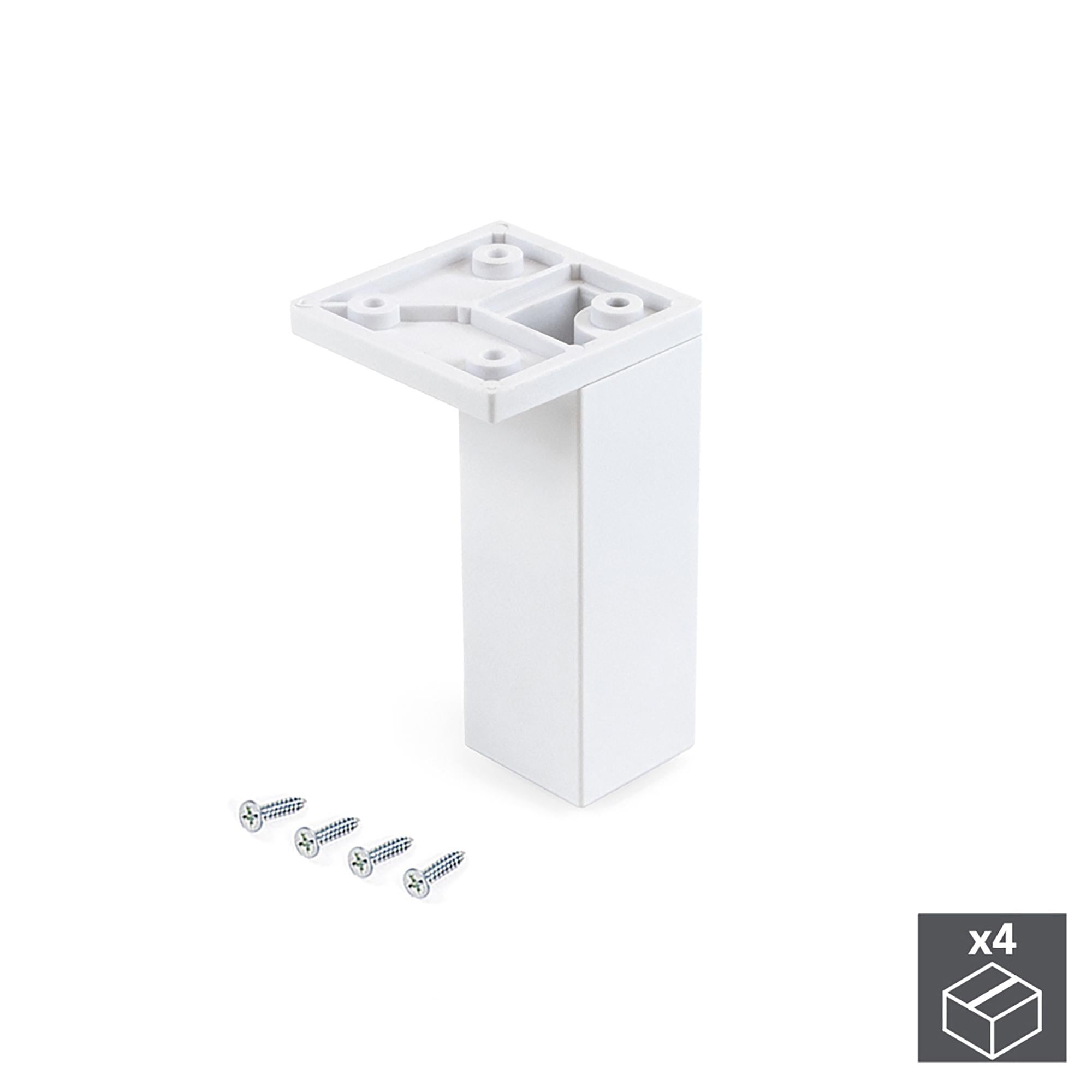 Piedino per Mobile Angolo Regolabile 100 - 110 mm Plastica Bianco 4 Pezzi Emuca