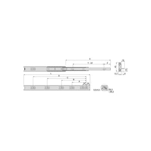 Guide a Sfere per Cassetti con Estrazione Totale con Squadra H45 mm L300 Bianco Acciaio Emuca